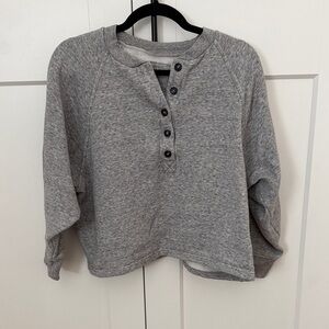 Madewell Gray Button-Up Sweatshirt